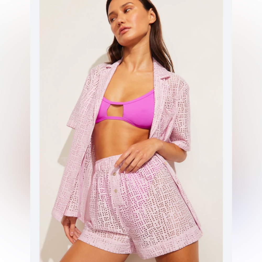 SET Negative Underwear Eyelet Lace Lilac Lounge Set L Button Down & Island Boxer